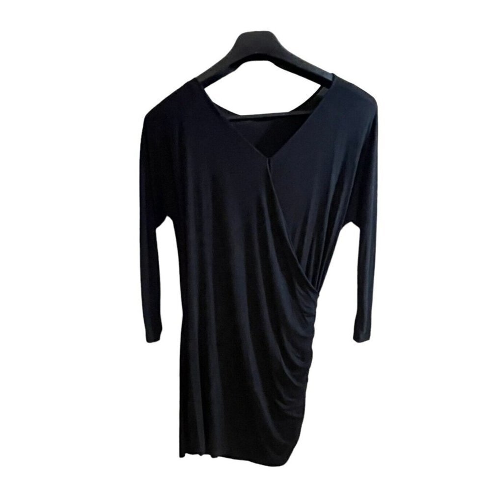 Theory Black Scoop Neck Shift Dress Long Sleeve Size Medium - Picture 7 of 7